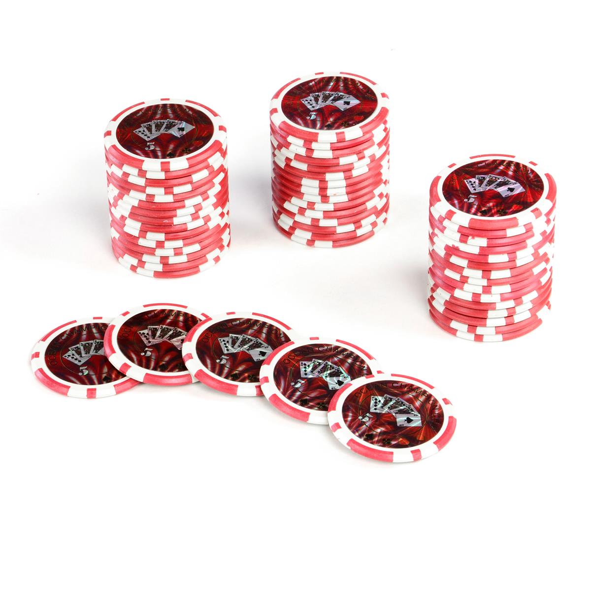 50 Profi Laser Poker Chips Pokerset 5 Farben Werte für Pokerkoffer Metallkern 