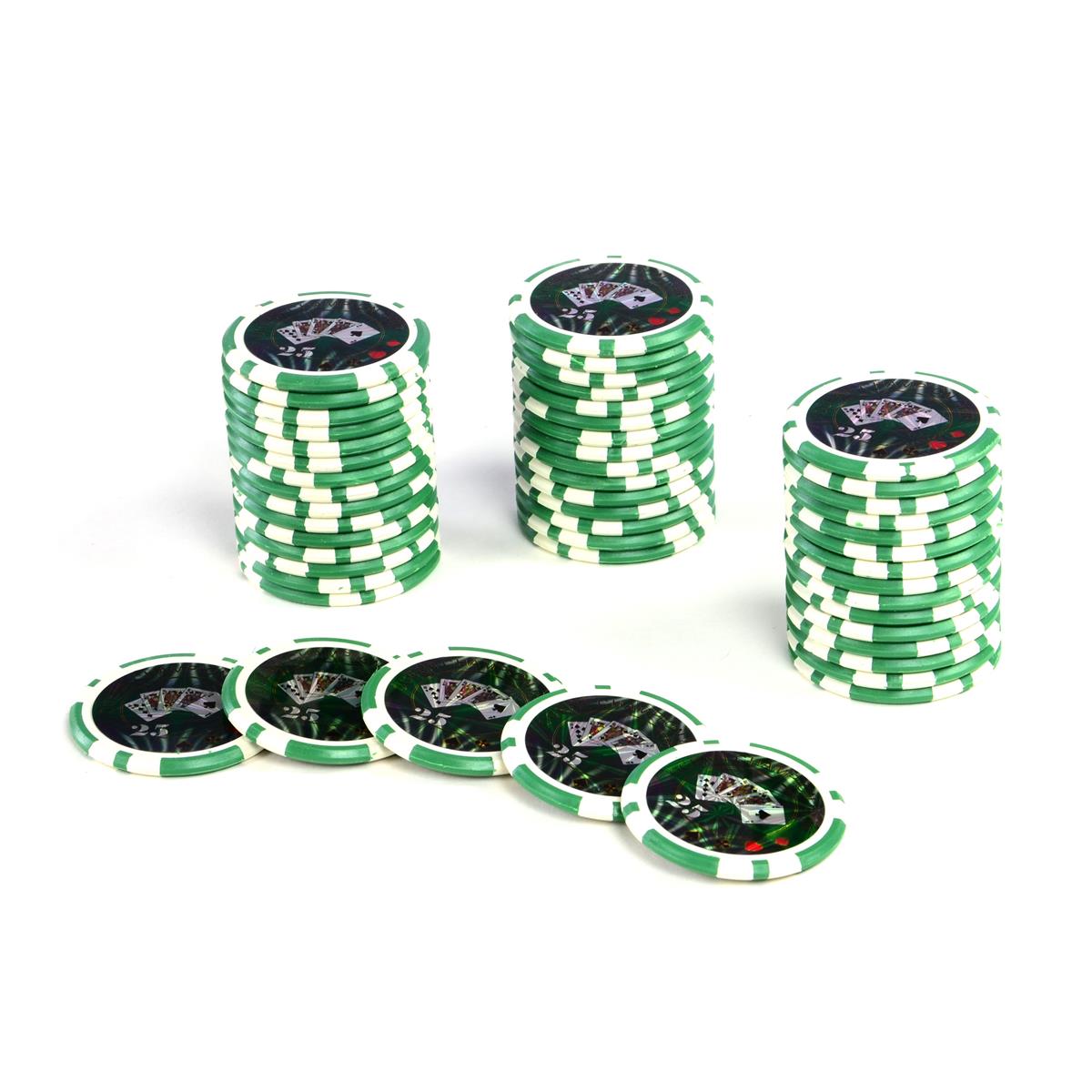 50 Poker-Chips Wert 25 Laserchip 12g Metallkern OCEAN-CHAMPION-CHIP abgerundet