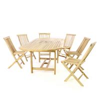 DIVERO Gartenmöbelset Sitzgruppe 6 Stühle Tisch 170/230 cm Teakholz natur