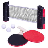 6teiliges Tischtennis Set Schläger und Netz mit Schnellspann und Aufrollfunktion