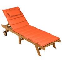 DIVERO Sonnenliege Gartenliege klappbar Teak-Holz behandelt Auflage orange