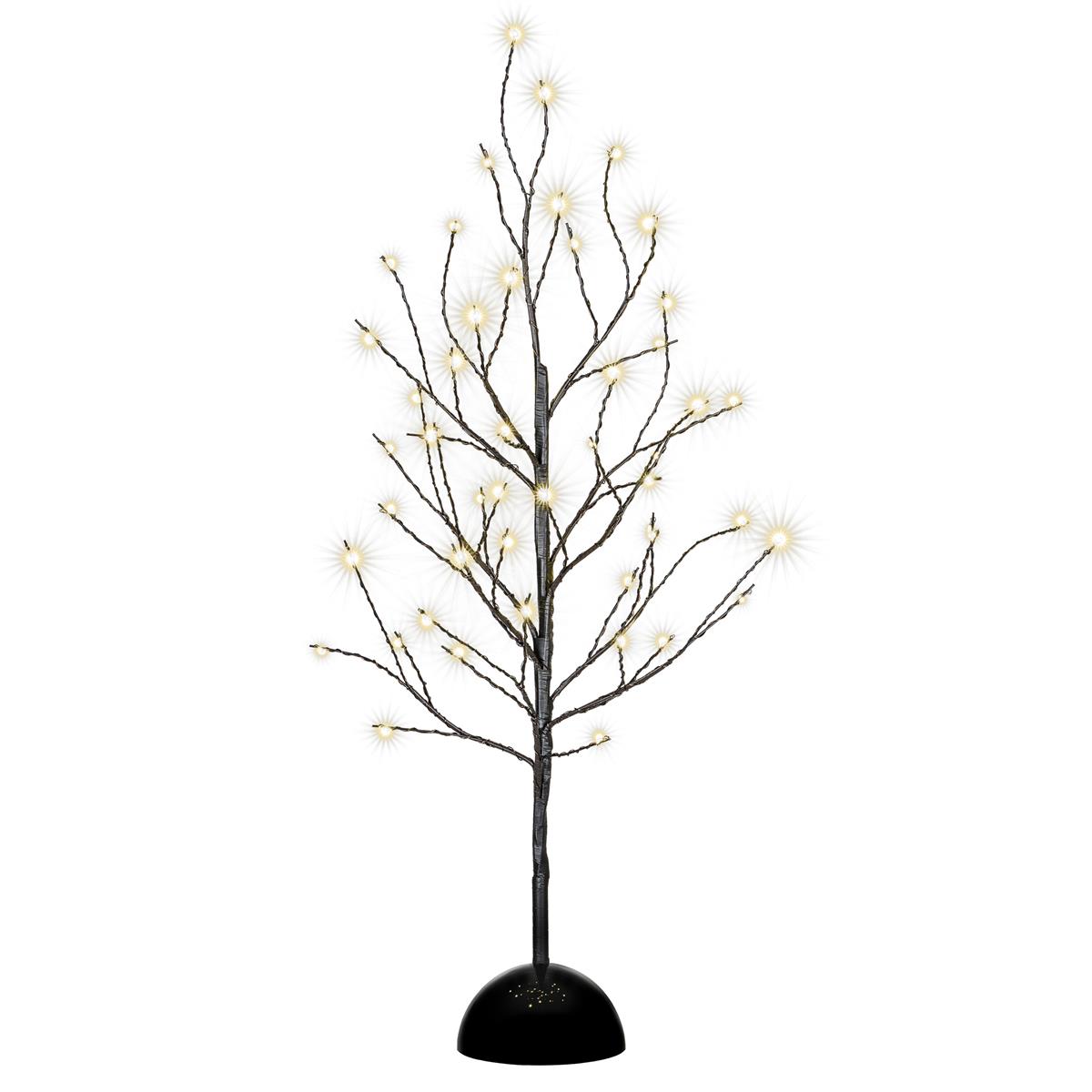 Dekobaum schwarz 48 LED warm weiß Leuchtbaum Lichtbaum Batterie Timer 60 cm