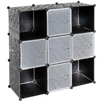 Steckregal schwarz 108x110x37cm mit Ablagefächern Türen DIY erweiterbar