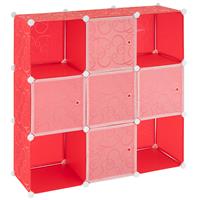 Steckregal rot 108x110x37cm mit Ablagefächern Türen DIY erweiterbar
