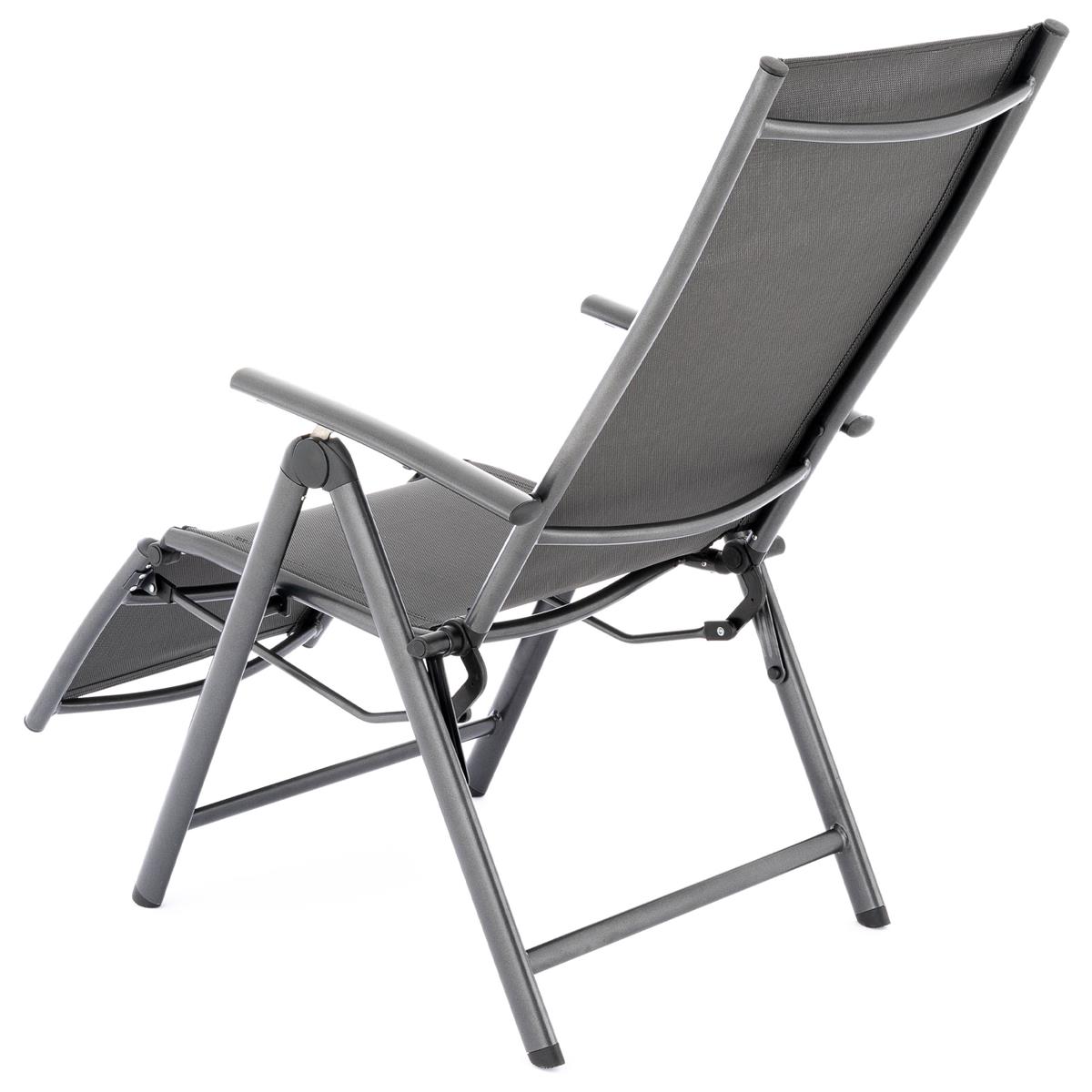 MultiBrands Liegestuhl, klappbar, Aluminium, Sitzbezug Weiß, Silber  lackiert : : Garten