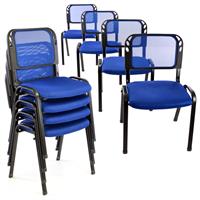 Besucherstuhl 8er Set Konferenzstuhl Sitzfläche blau gepolstert stapelbar