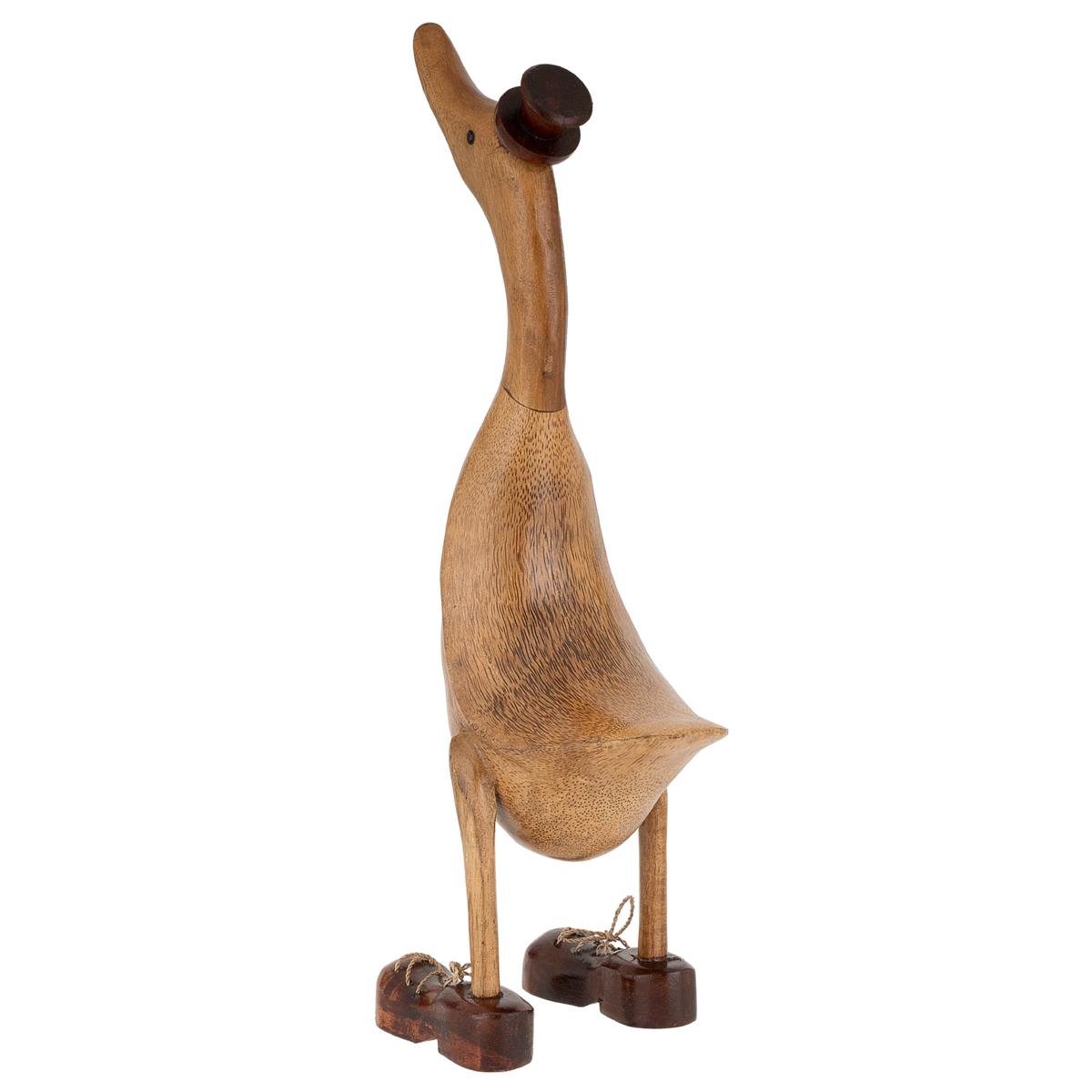 Lustige Ente 33 cm mit roten Stiefeln Holz Deko Laufente