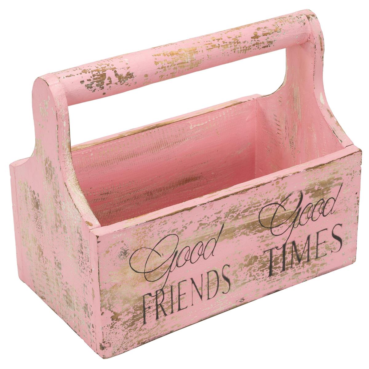 Dekorativer Blumenkasten Getränketräger Geschenkebox Albacia Holz pink