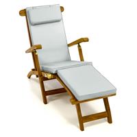 DIVERO Liegestuhl Deckchair "Florentine" Teak Holz behandelt Auflage grau