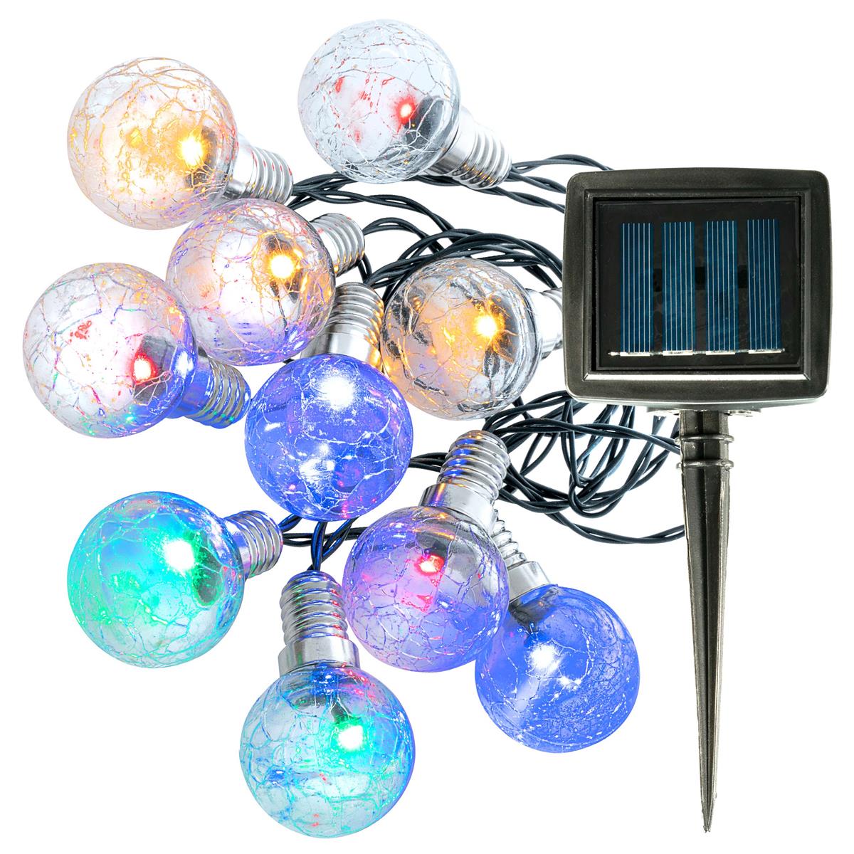 Solar Lichterkette 10 LED Knisterkugeln 3,45 Meter Warmweiß + Multicolor