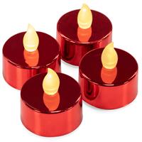 4er Set LED Teelicht rot batteriebetrieben Teelichtkerzen flammenlos Xmas