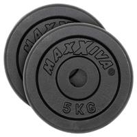 MAXXIVA Hantelscheiben 2er Set Gewichtsplatte je 5 kg Gusseisen schwarz 10 kg