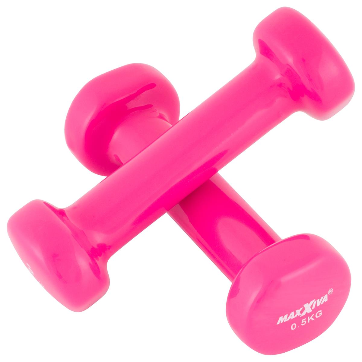 MAXXIVA 2 x 0,5 kg Hantelset Vinyl Kurzhanteln Fausthanteln Pink Fitnesshantel Stahl