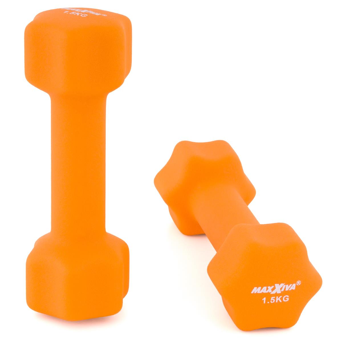 MAXXIVA Hantel-Set orange Neopren 2 x 1,5 kg Kurzhanteln Fitness Gymnastik 