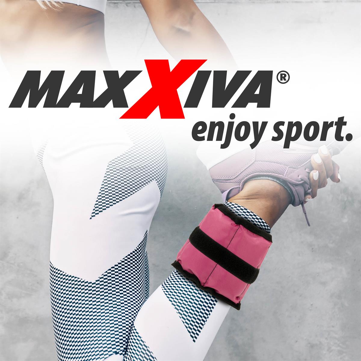 MAXXIVA Gewichtsmannschetten Set 2 x 1 kg Laufgewichte Pink Arm Bein Eisensand 
