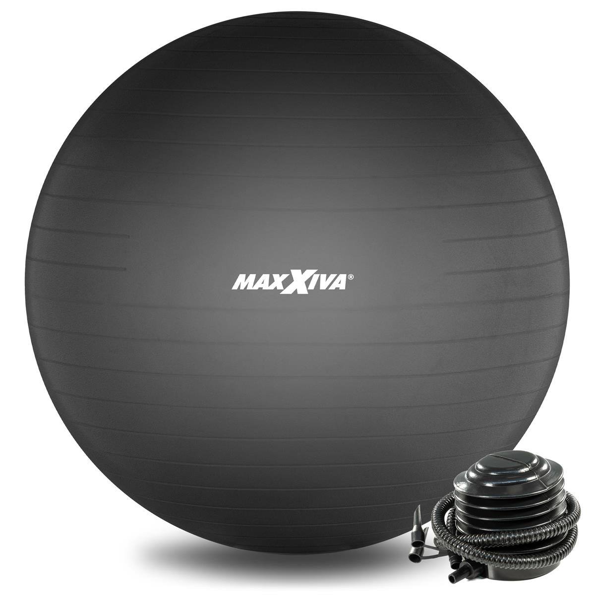 MAXXIVA Gymnastikball Ø 55 cm Schwarz mit Pumpe Sitzball Fitness Yoga Pilates