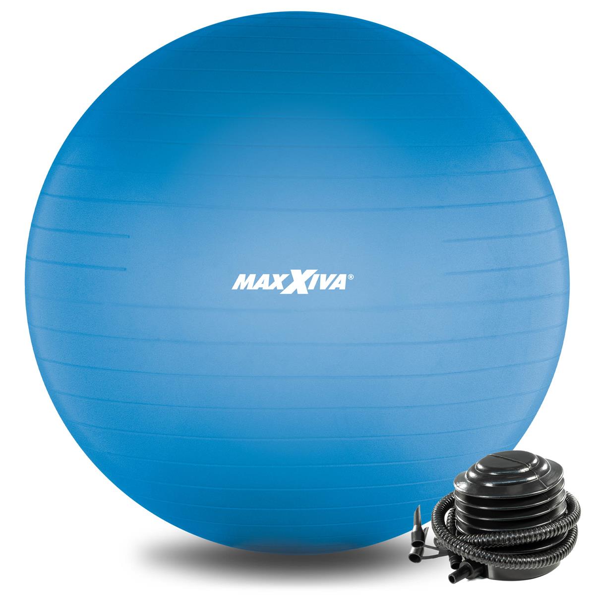 MAXXIVA Gymnastikball Ø 75 cm Blau mit Pumpe Sitzball Fitness Yoga Pilates
