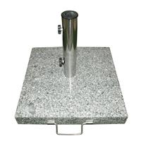 Sonnenschirmständer 25 kg Granit eckig grau 45 x 45 cm Edelstahlgriff Rollen