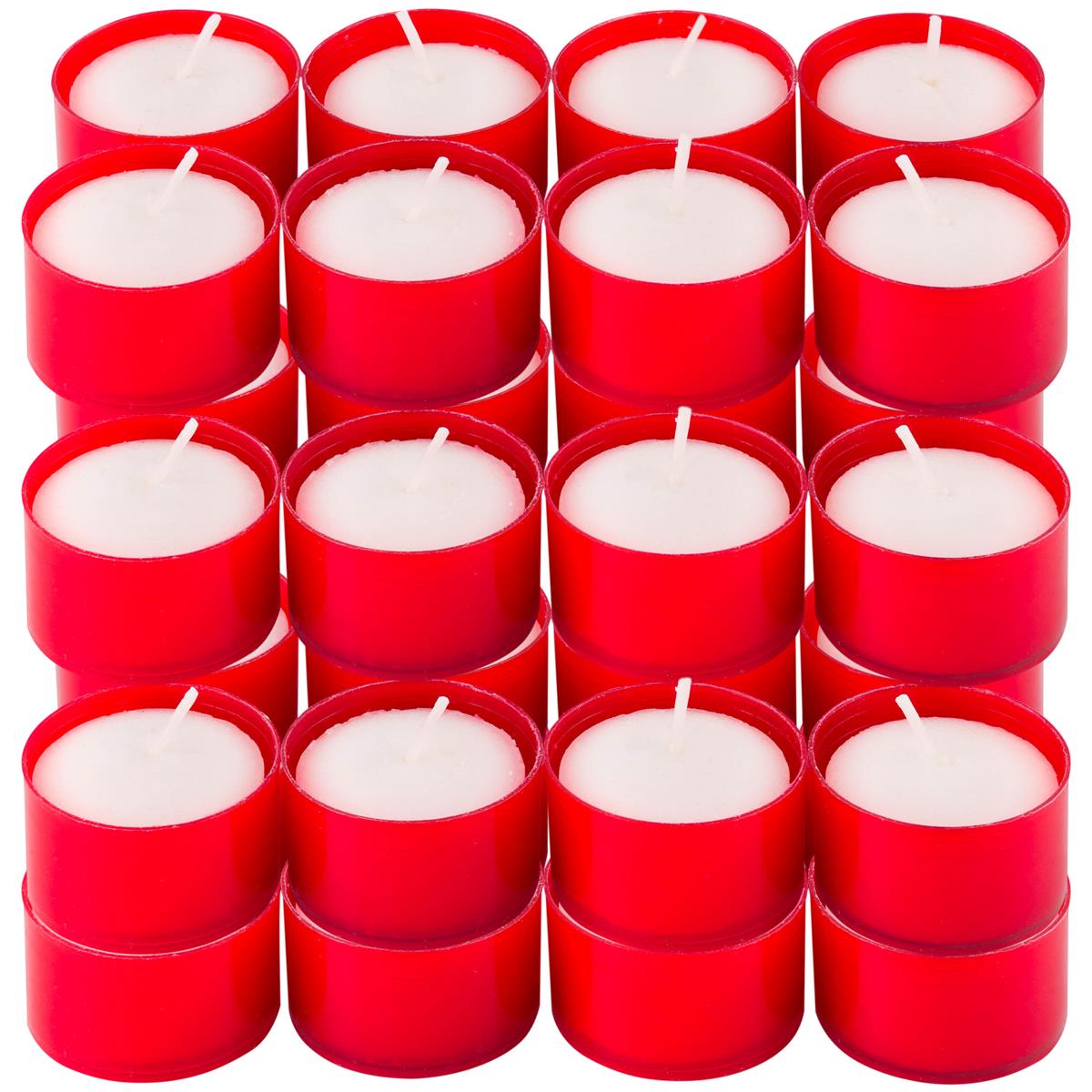 48er Set Teelichter Grablicht 5B Kunsstoffhülle rot 3x5 cm Grabkerzen Dekoration