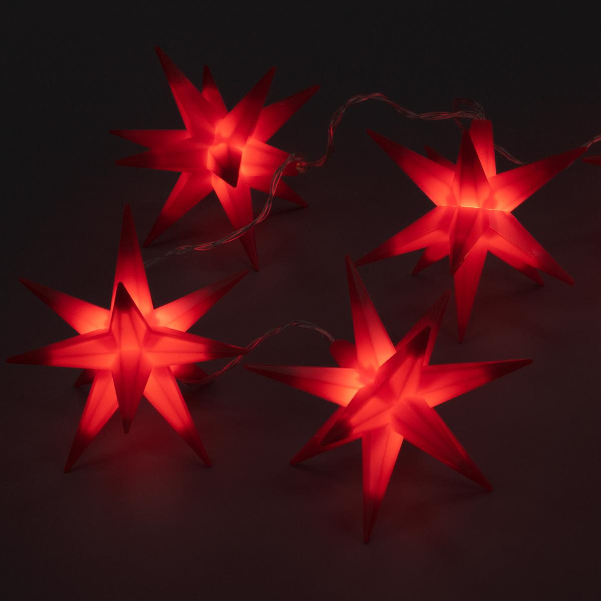 Trafo Xmas Weihnachts-Deko Lichterkette rot Timer 10 LED Weihnachts-Sterne