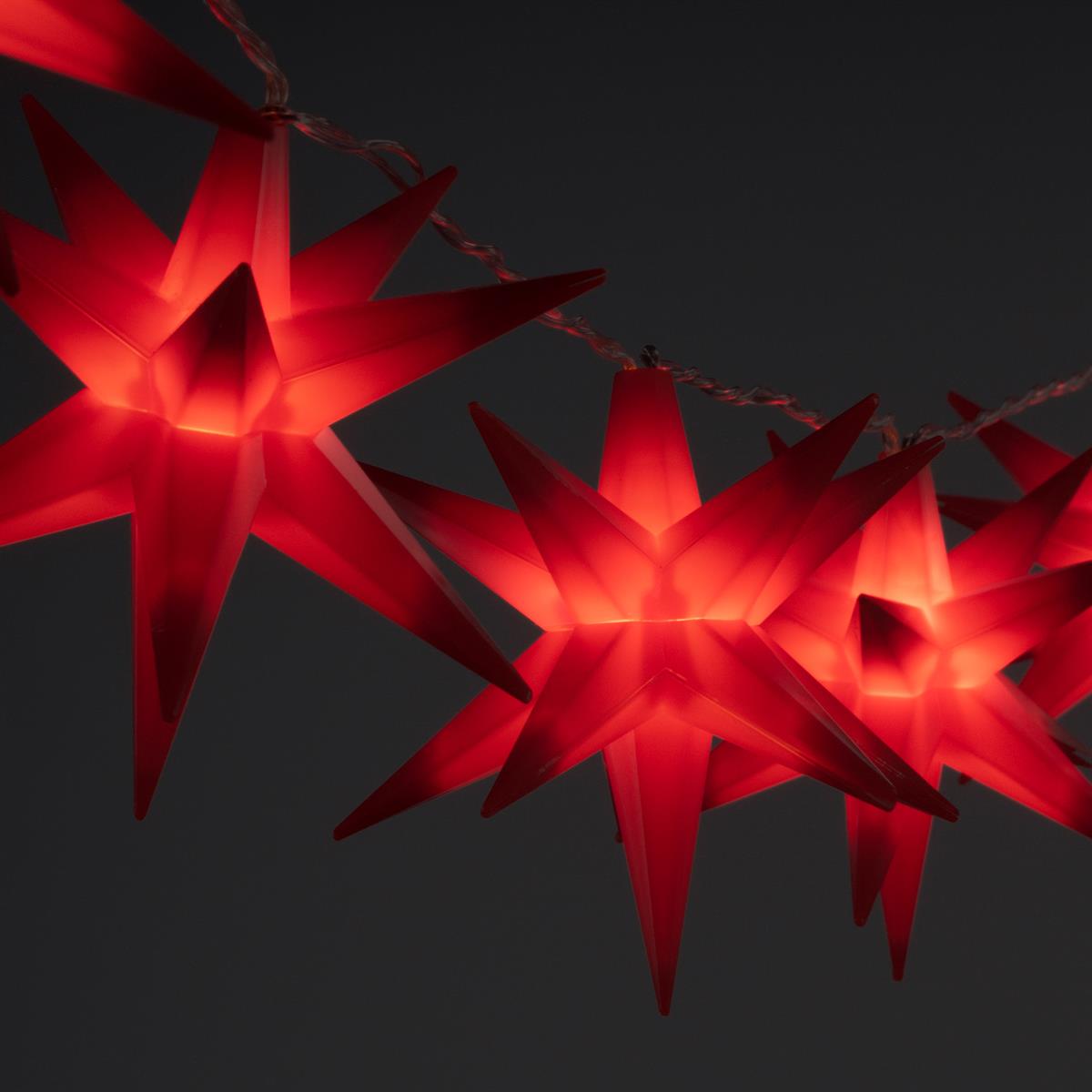 Xmas rot Timer Lichterkette Trafo 10 LED Weihnachts-Sterne Weihnachts-Deko