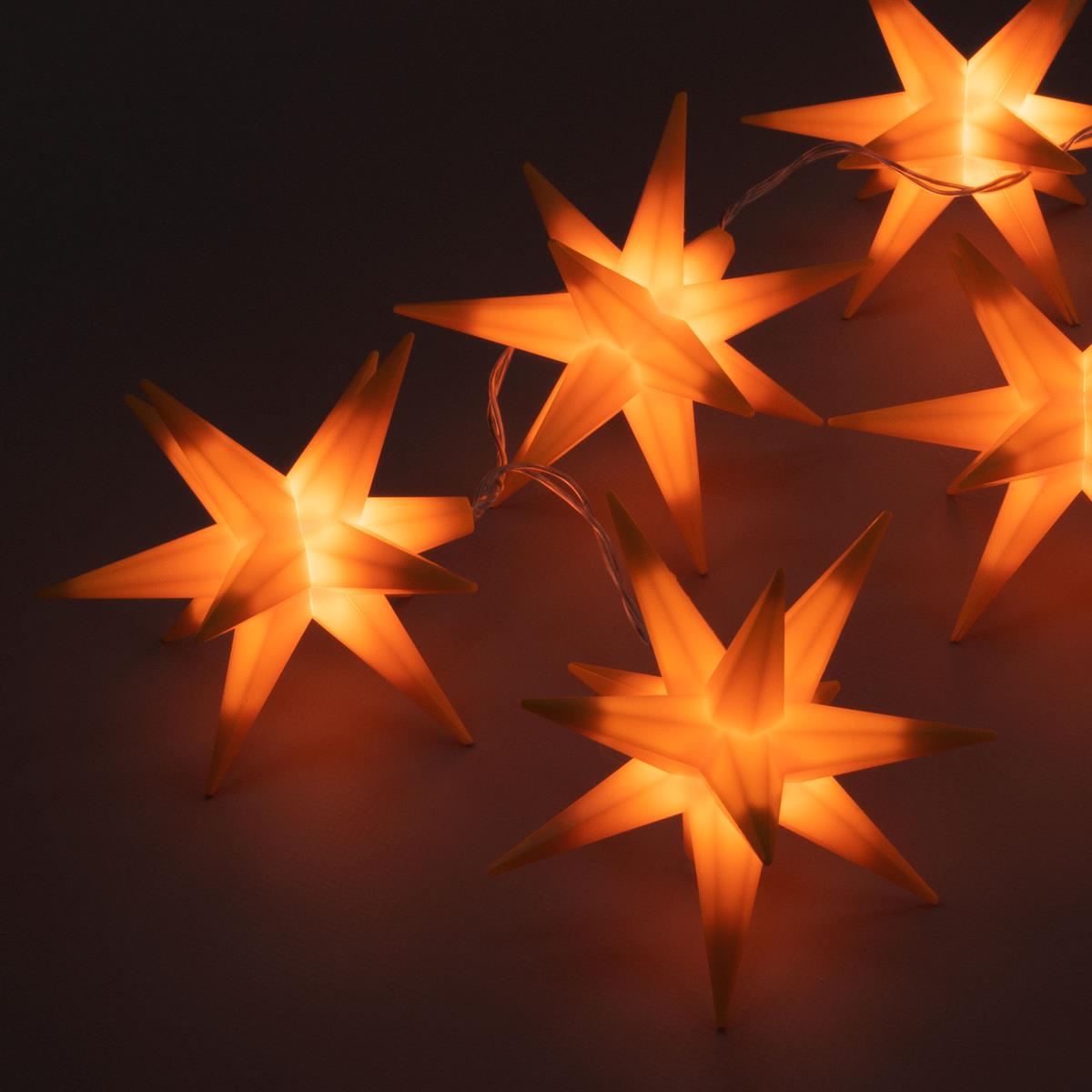 10 LED Lichterkette Weihnachts-Sterne orange Trafo Timer Weihnachts-Deko