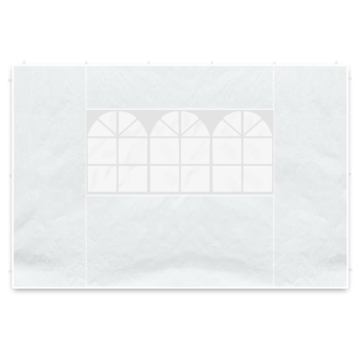 2 Seitenteile 3m für Pavillon PE Seitenwände weiß, Fenster 100 g/m² wasserdicht