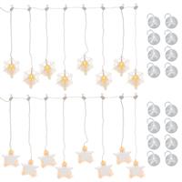 2er Set Lichtervorhang "Stern+Schneeflocke" 8 LED warm weiß Batterie Timer
