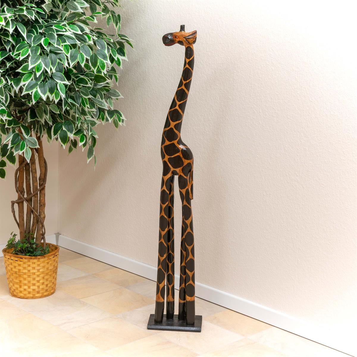 60cm Holz Giraffe Holzgiraffe Afrika Deko Handarbeit Fair Trade Dunkel Armband 