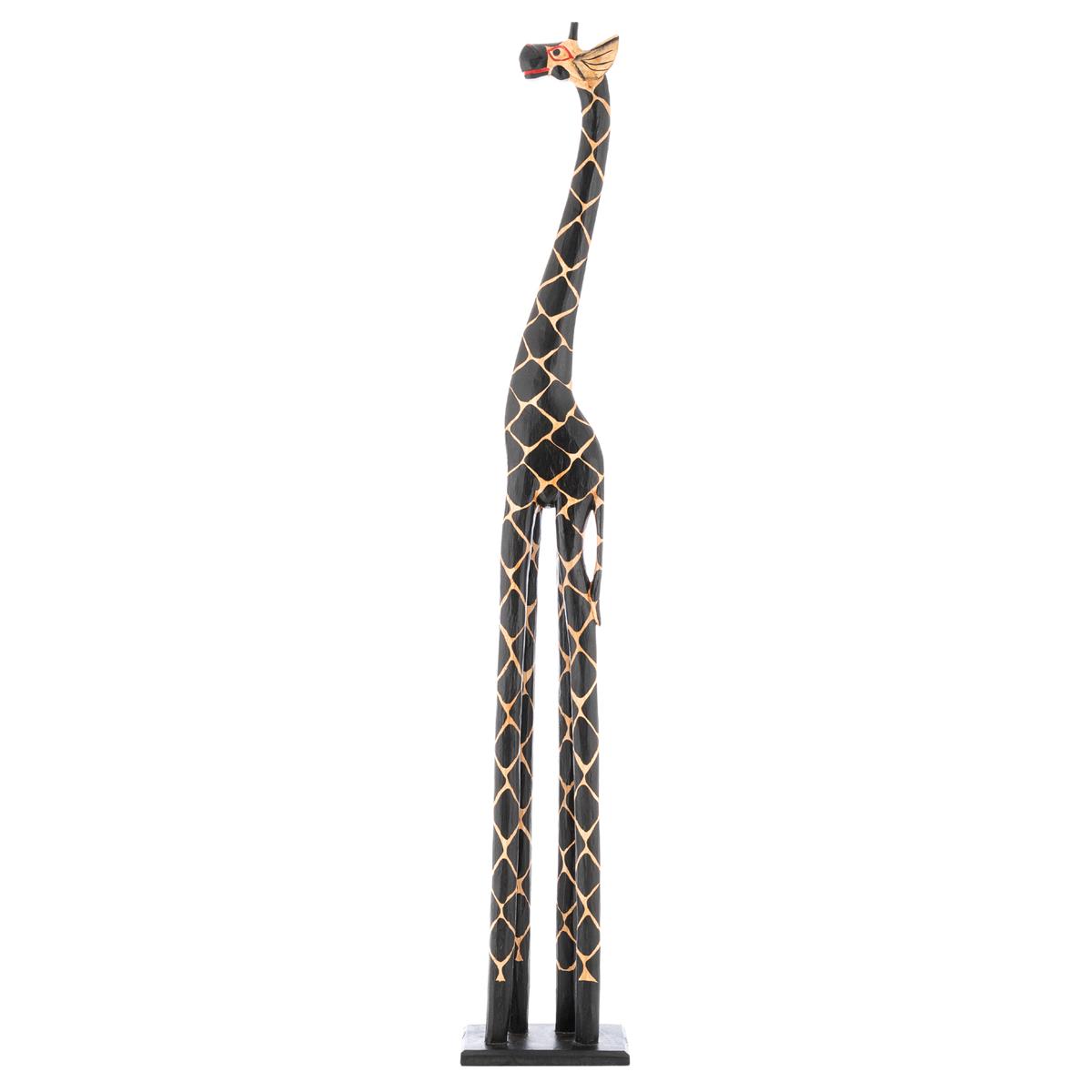 Deko Giraffe Holzfigur Skulptur Afrika Handarbeit Größe 150 cm dunkel