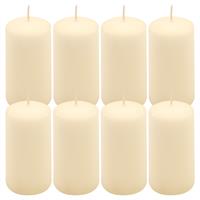 8er Set Stumpenkerze creme Höhe 10 cm Ø 5 cm lange Brenndauer Rund-Kerze