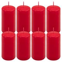 8er Set Stumpenkerze rot Höhe 10 cm Ø 5 cm lange Brenndauer Rund-Kerze