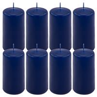 8er Set Stumpenkerze blau Höhe 10 cm Ø 5 cm lange Brenndauer Rund-Kerze