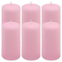 6er Set Stumpenkerze pink Höhe 11,5 cm Ø 6 cm lange Brenndauer Rund-Kerze