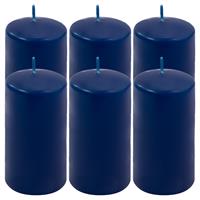 6er Set Stumpenkerze blau Höhe 11,5 cm Ø 6 cm lange Brenndauer Rund-Kerze