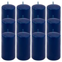 12er Set Stumpenkerze blau Höhe 11,5 cm Ø 6 cm lange Brenndauer Rund-Kerze