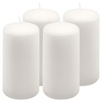 4er Set Stumpenkerze weiß Höhe 15 cm Ø 7,5 cm lange Brenndauer Rund-Kerze