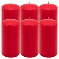 6er Set Stumpenkerze rot Höhe 15 cm Ø 7,5 cm lange Brenndauer Rund-Kerze