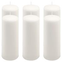 6er Set Stumpenkerze weiß Höhe 20 cm Ø 7,5 cm lange Brenndauer Rund-Kerze