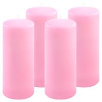 4er Set Stumpenkerze pink Höhe 25 cm Ø 10 cm lange Brenndauer Rund-Kerze