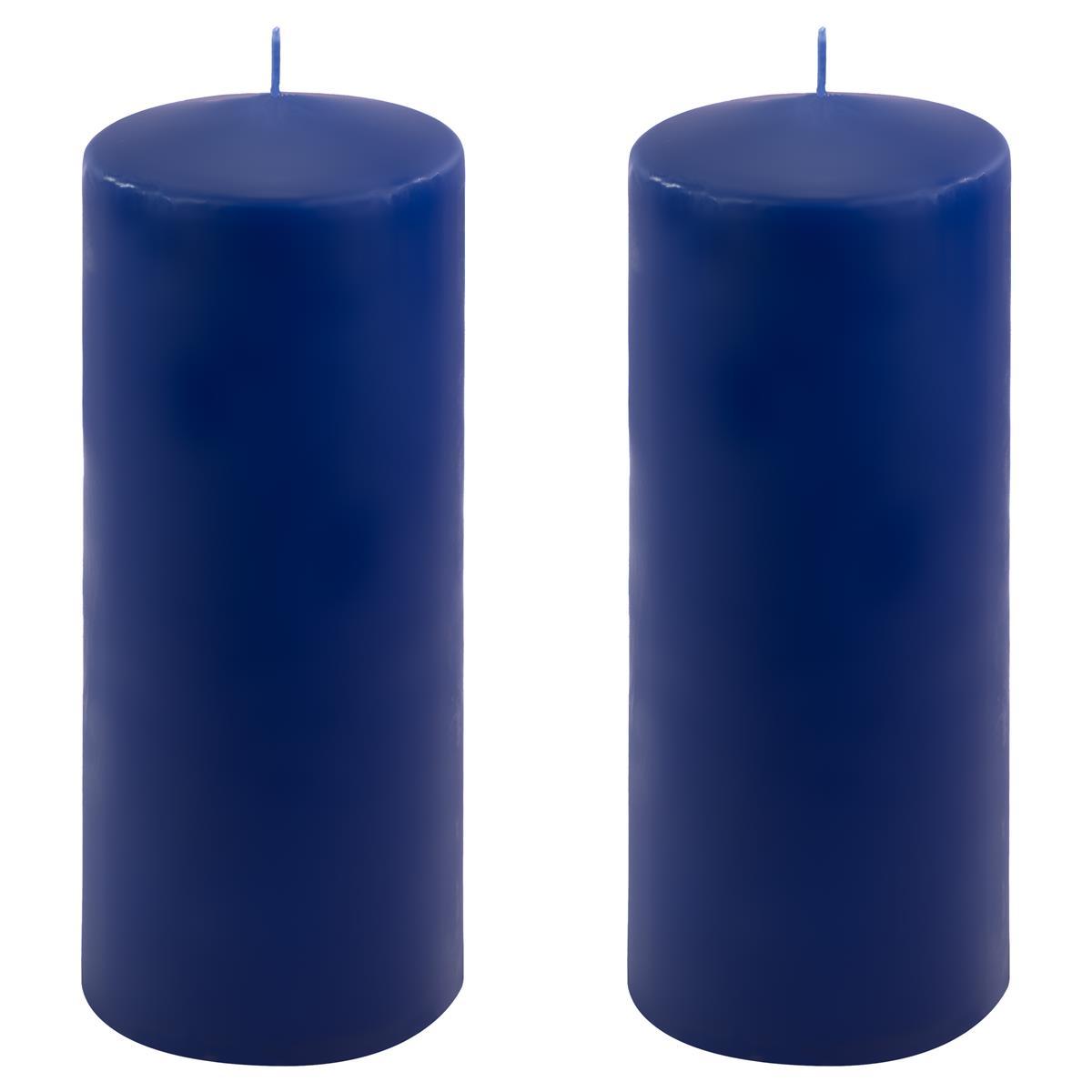2er Set Stumpenkerze blau Höhe 25 cm Ø 10 cm lange Brenndauer Rund-Kerze