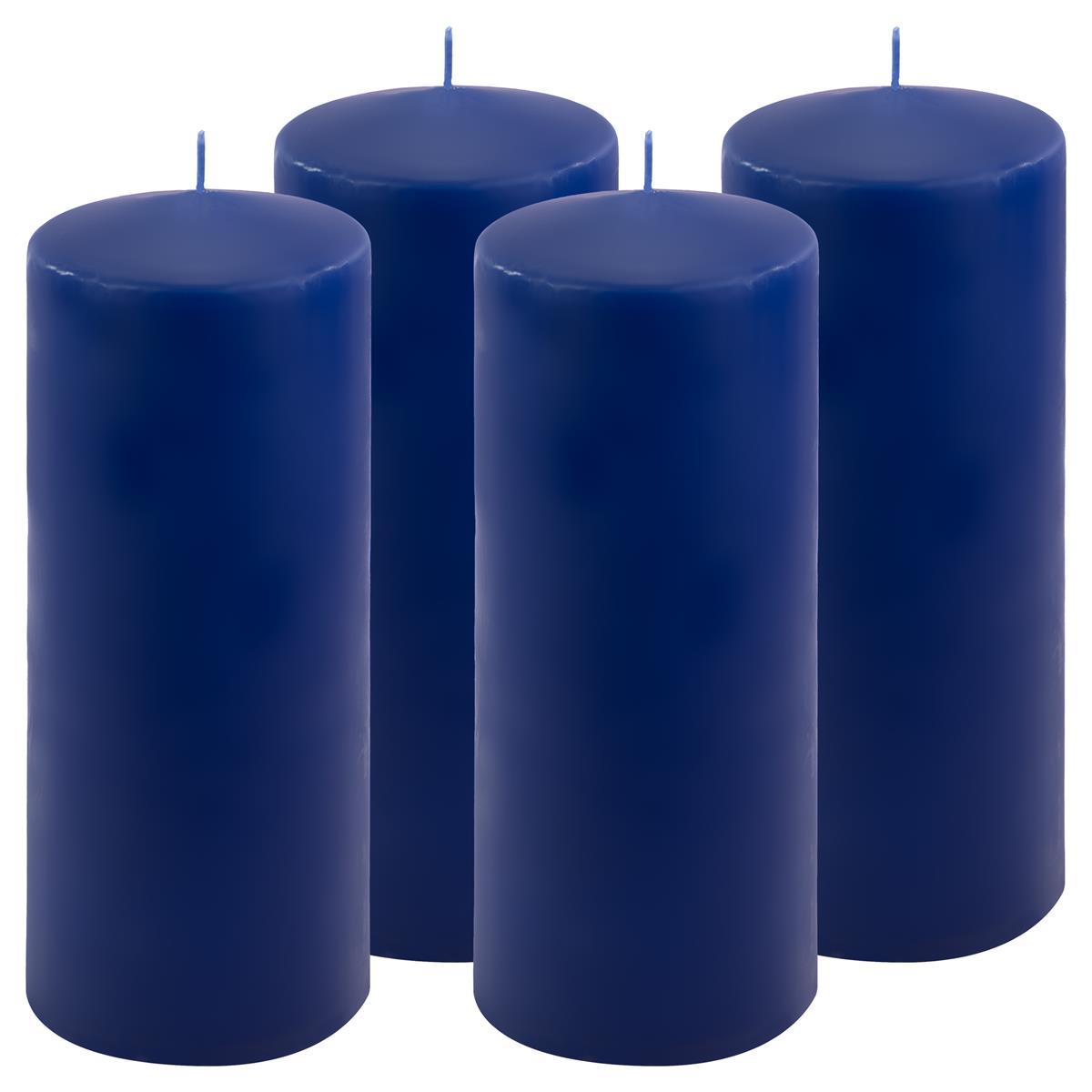 4er Set Stumpenkerze blau Höhe 25 cm Ø 10 cm lange Brenndauer Rund-Kerze