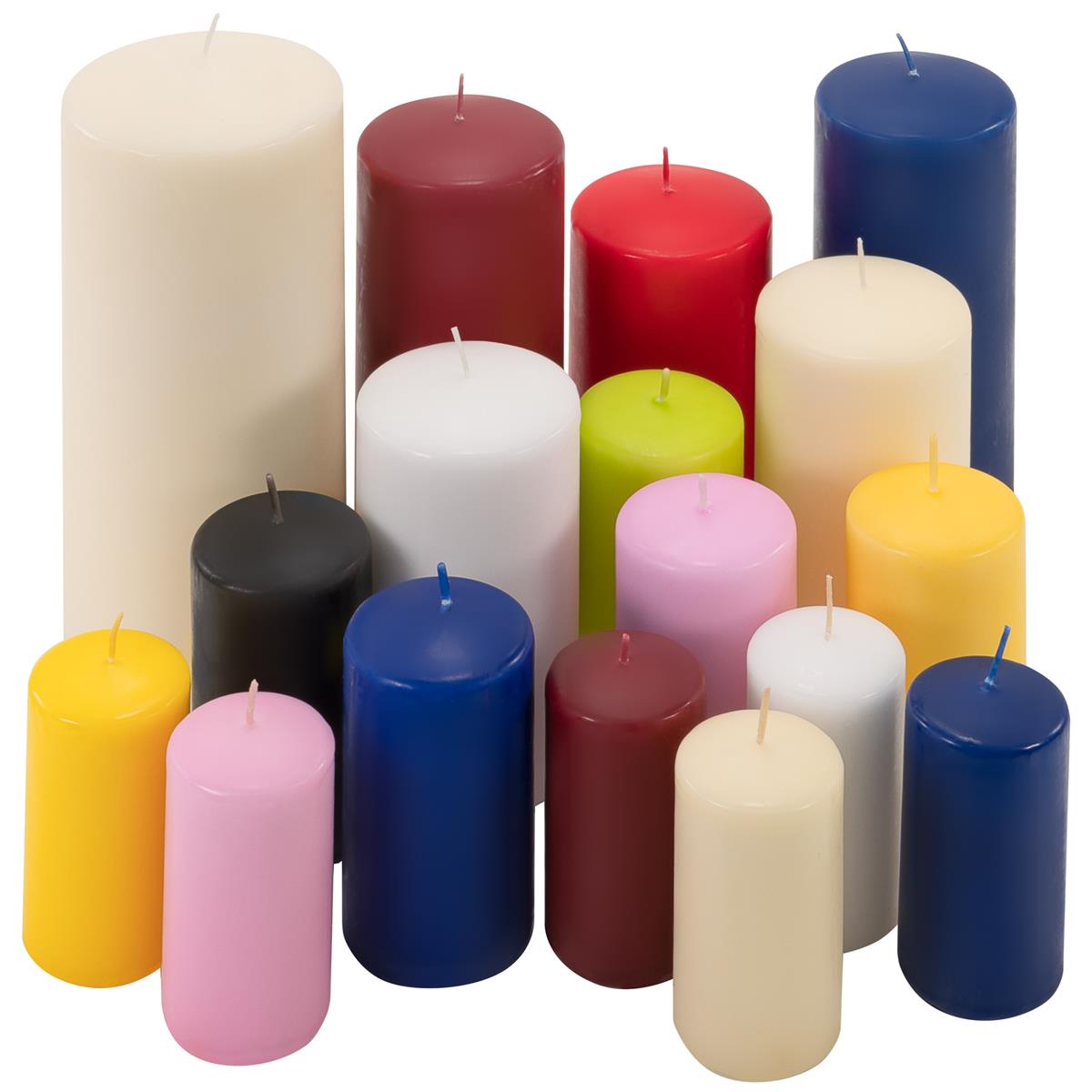 Stumpenkerzen 6 kg Set bis 17 Stück getaucht Farbmix gemischt Kerzen-Posten