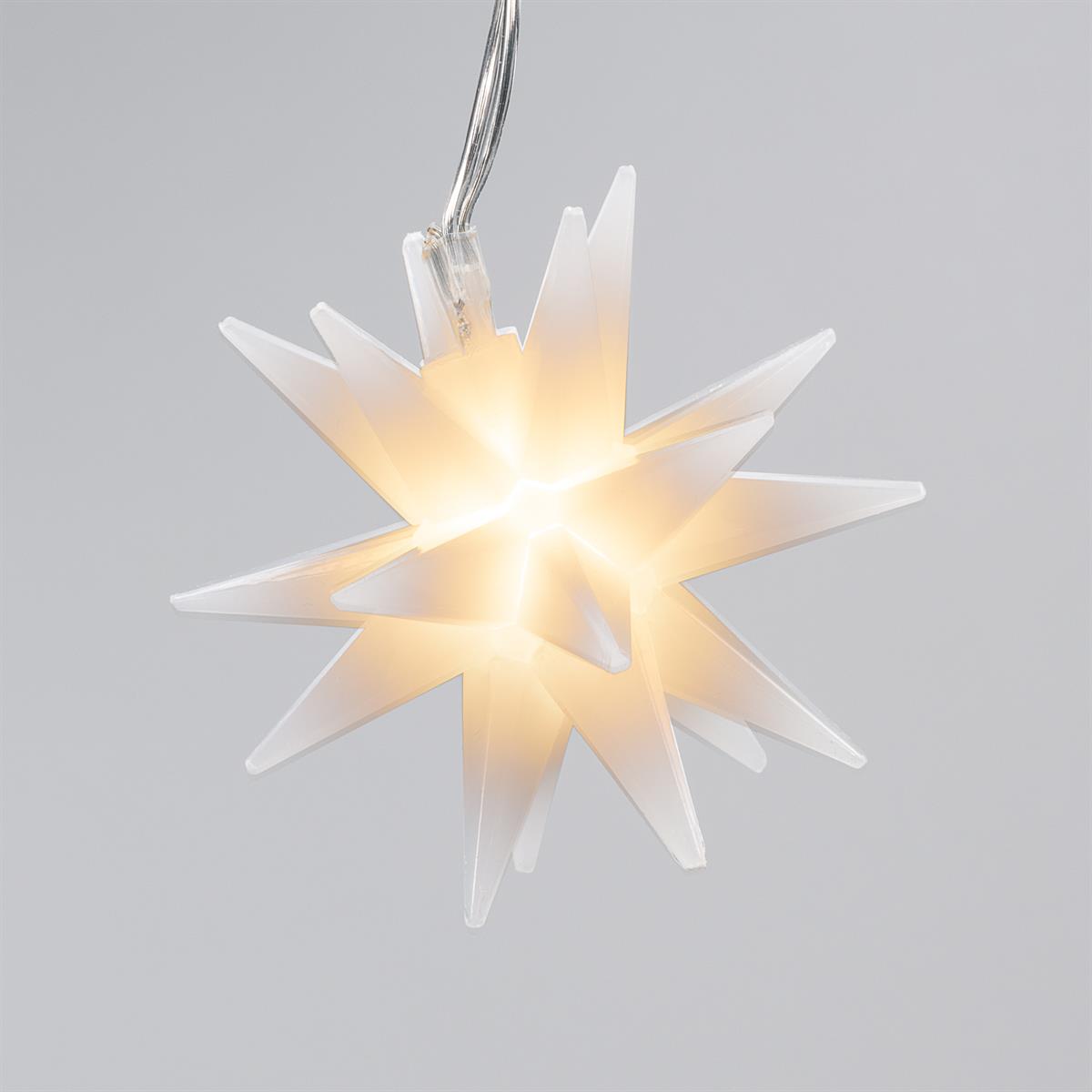 LED-Lichterkette mit 6 weißen 3D-Weihnachtssternen 12 cm, LED