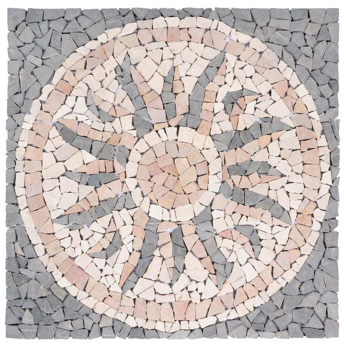 DIVERO Fliesen Rosone Sonne Naturstein Mosaik Marmor 90 x 90 cm Dekorfliese