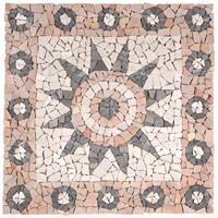 DIVERO Fliesen Rosone Blume Mosaik Marmor creme grau terrakotta 90 x 90 cm