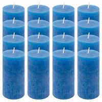 16er Set Rustik-Kerze blaue Höhe 10 cm Ø 5 cm lange Brenndauer Rund-Kerze