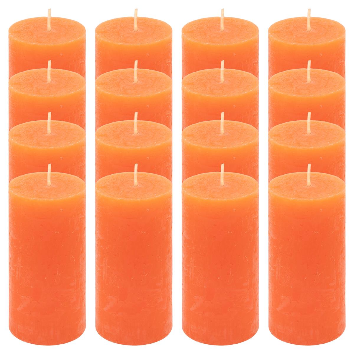 16er Set Rustik-Kerze orange Höhe 10 cm Ø 5 cm lange Brenndauer Rund-Kerze
