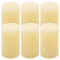 6er Set Rustik-Kerze creme Höhe 11,5 cm Ø 6,8 cm lange Brenndauer Rund-Kerze