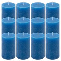 12er Set Rustik-Kerzen blau Höhe 11,5 cm Ø 6,8 cm lange Brenndauer Rund-Kerze